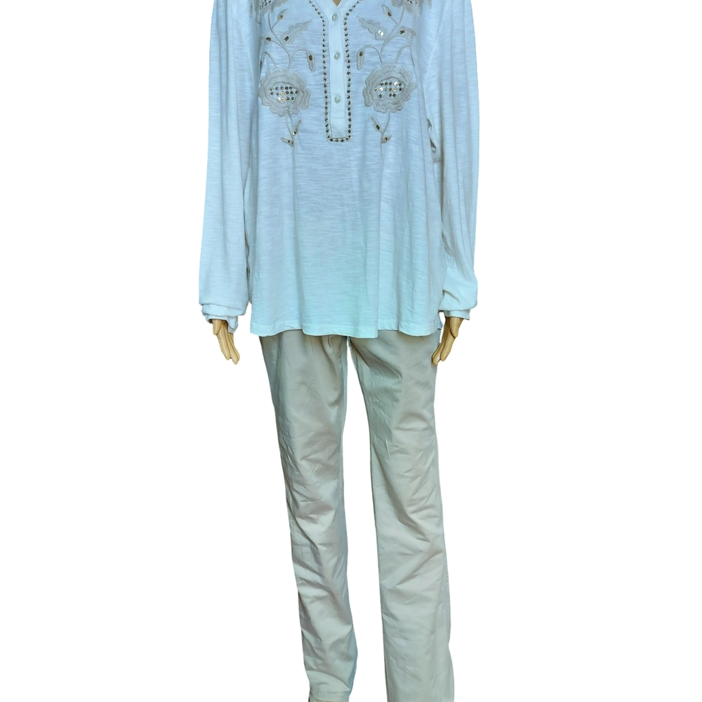 White Embroidered Blouse Top